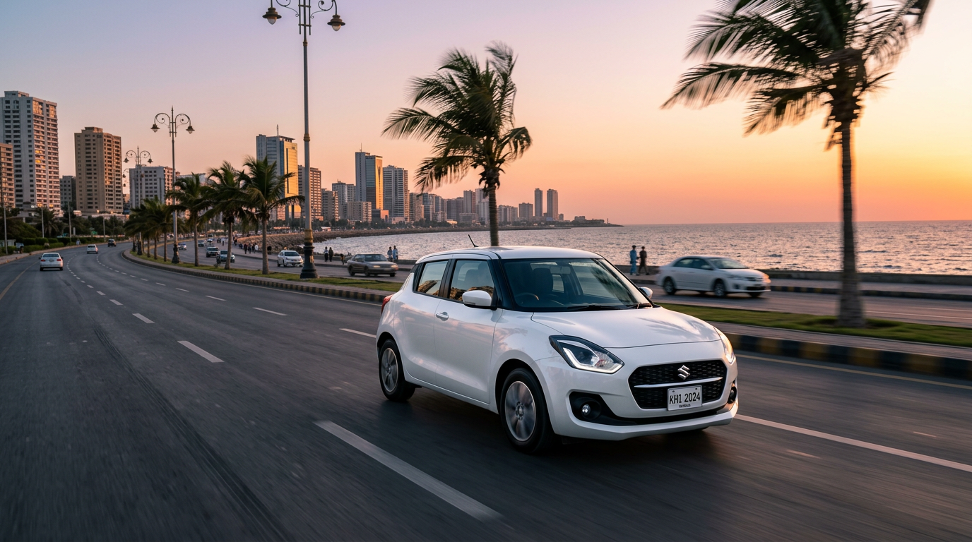 Suzuki Swift driving in Karachi